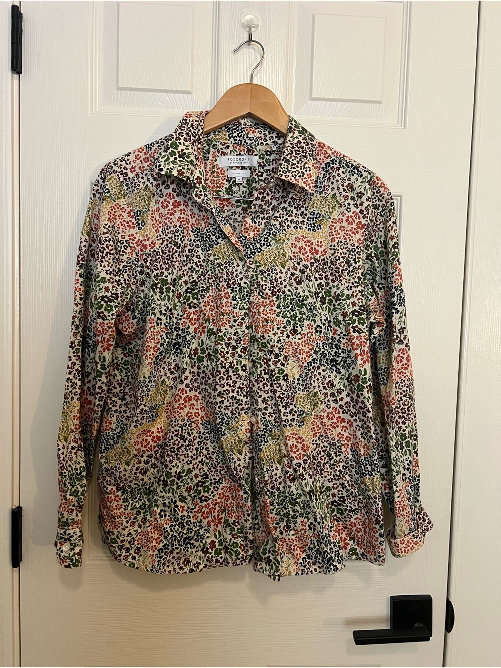 Foxcroft Multicolor Floral & Leopard Print 100% Cotton Button-Down Shirt